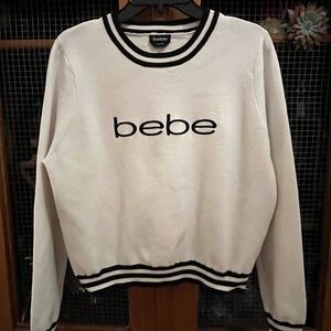 Bebe Classic White Sweater with Black Trim